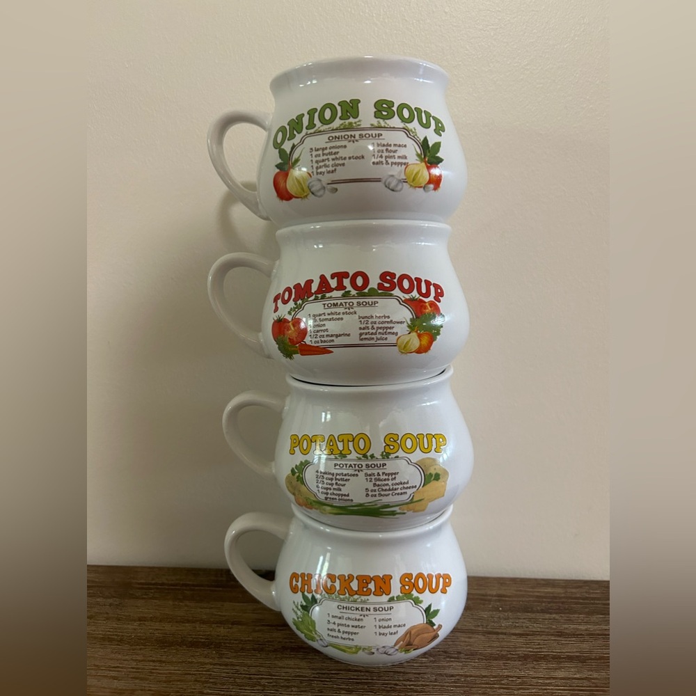 Vintage Soup Recipe Mugs (set of 2) TOMATO & ONION ONLY